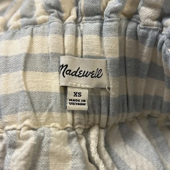 Madewell Huston blue and ivory tie waist wide leg cropped pants size X small - Picture 11 of 12
